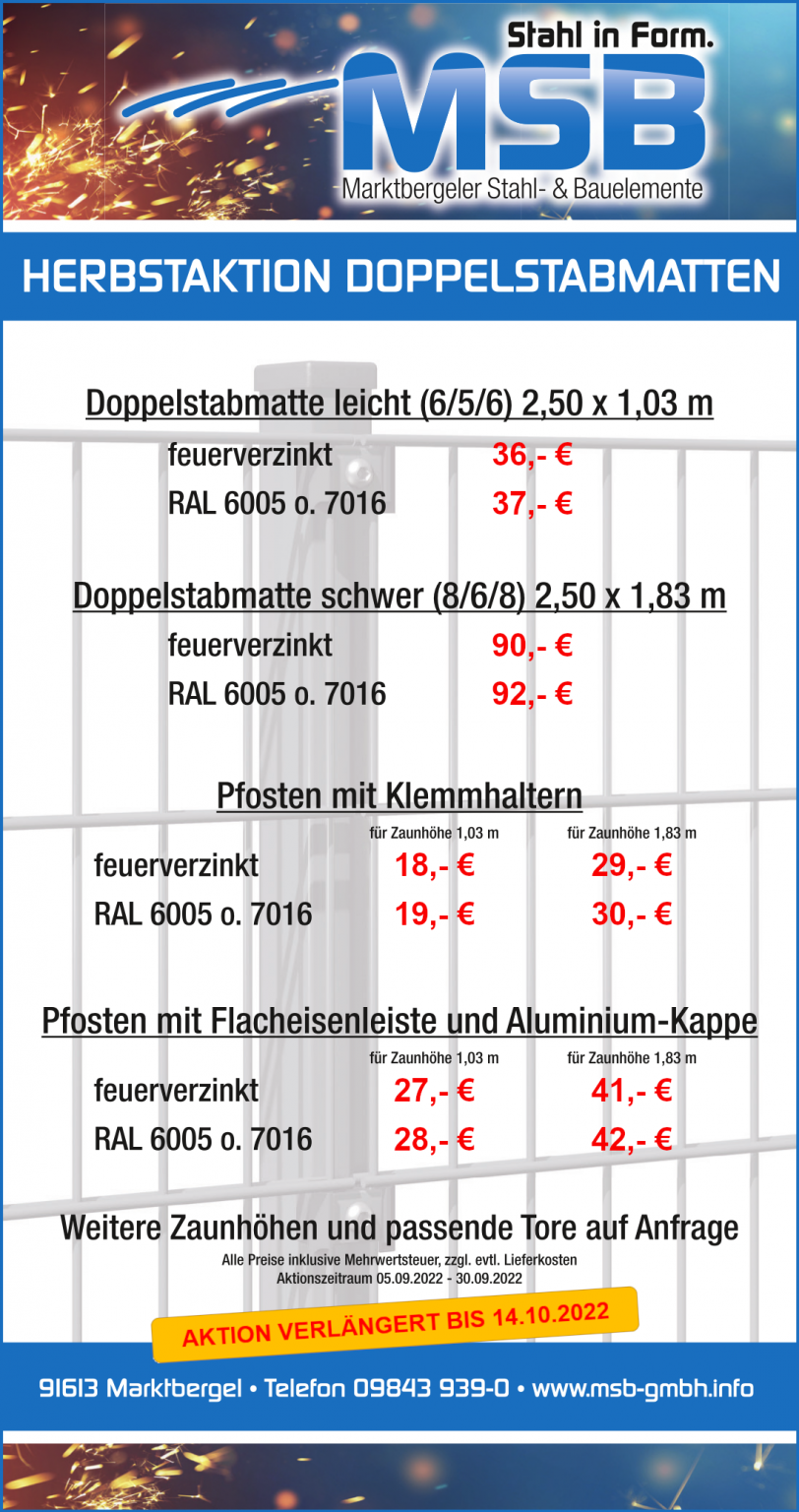 Aktionsflyer Doppelstabmatten 2022 Preise Verlängerung Aktionsflyer Doppelstabmatten 2022 Preise Verlängerung